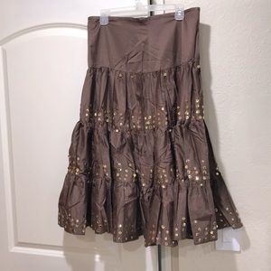 NWOT - Women’s Brown Skirt With Gold Sequence